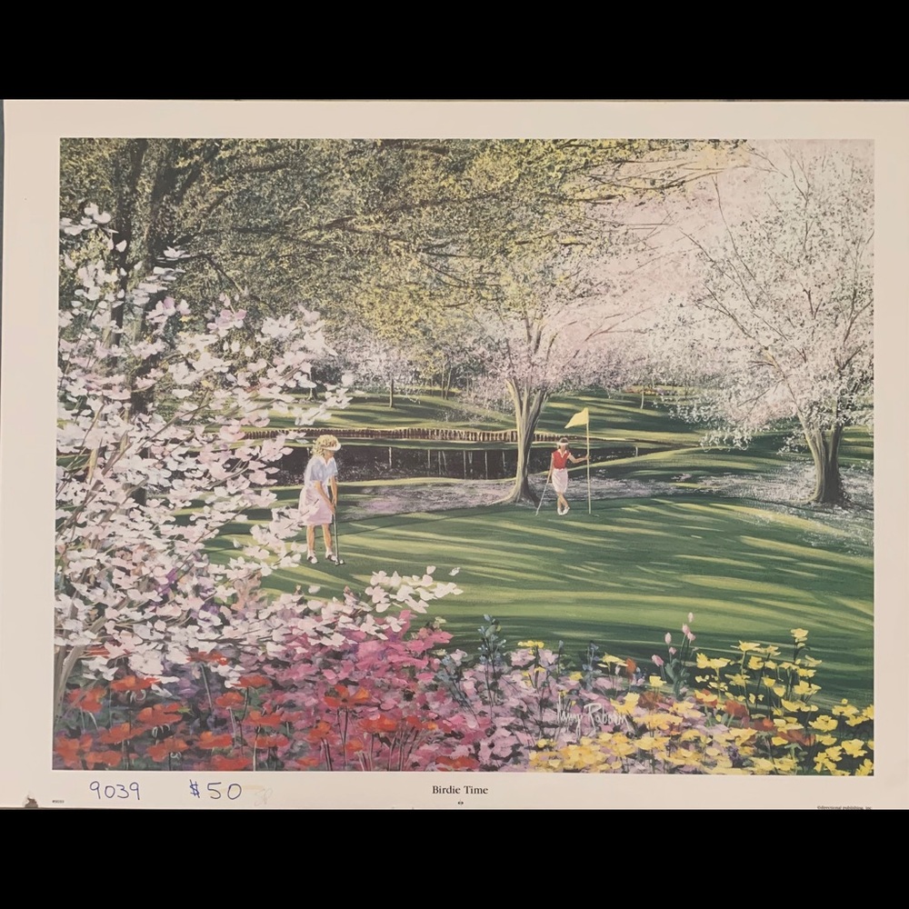 “Birdie Time” by Unknown Artist Rare Art Print